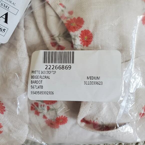 NWT Bardot Print Tie Back Crop Top - Picture 5 of 5